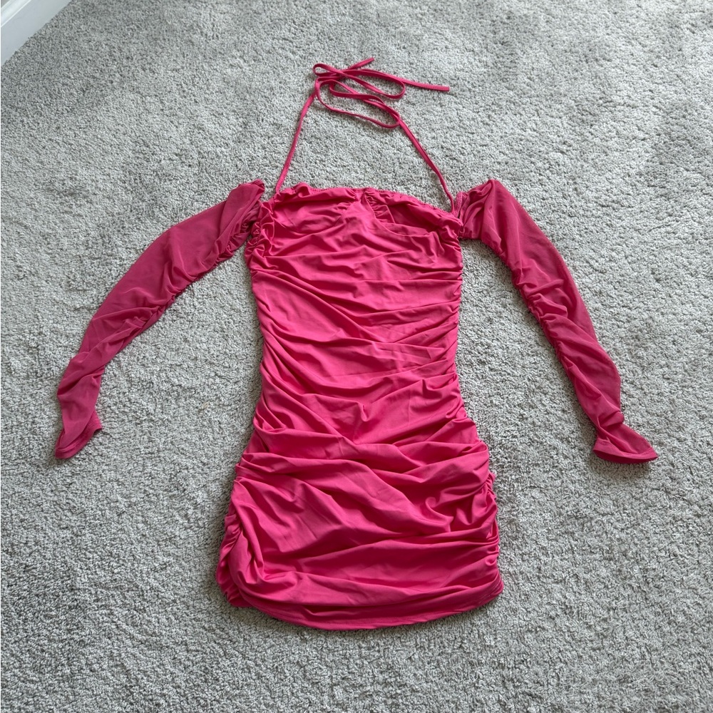 Pink Draped Mini Dress